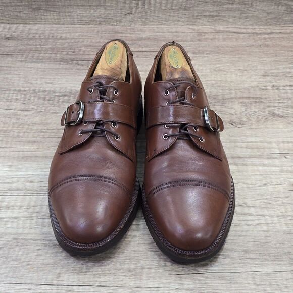 Salvatore Ferragamo Studio Men's Sz 9.5 D Brown Monk Strap Cap Toe Dress Shoes - Picture 2 of 10